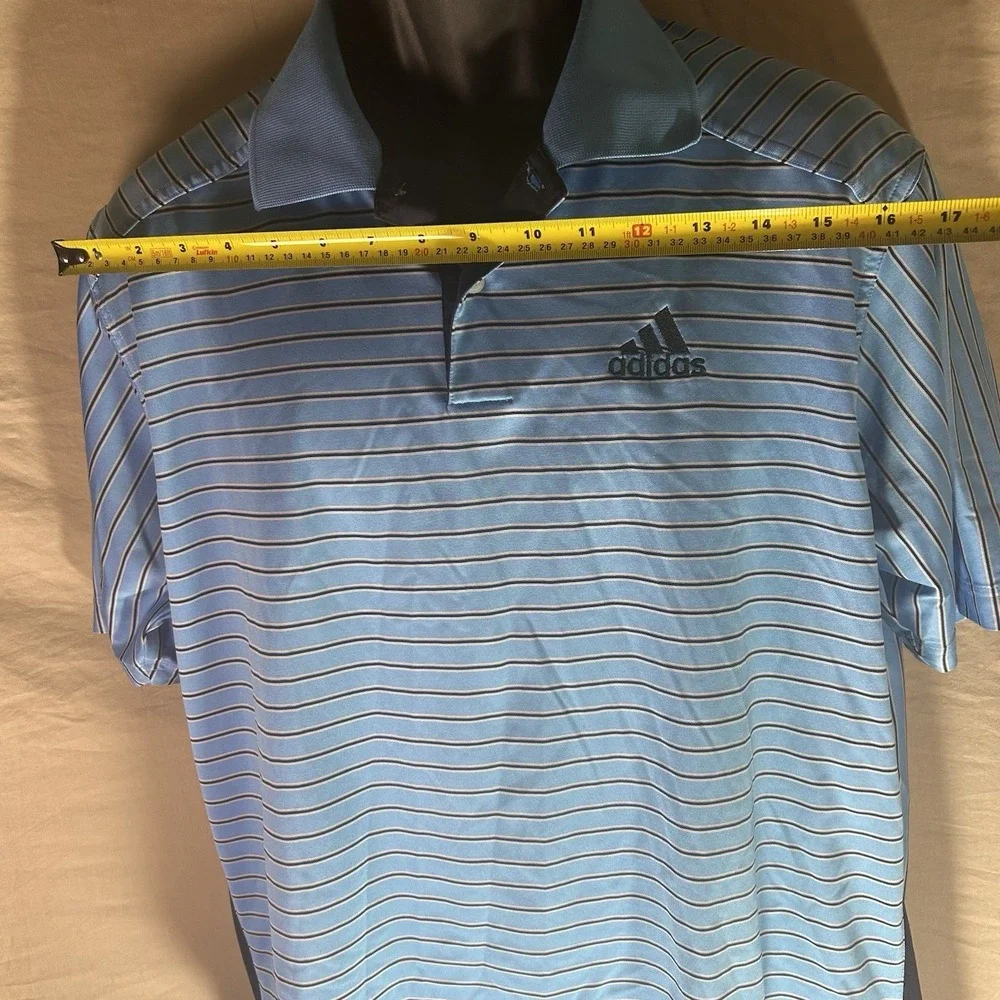 ADIDAS ClimaCool Golf Polo Blue Striped Shirt‎ Collared Mens M Medium
